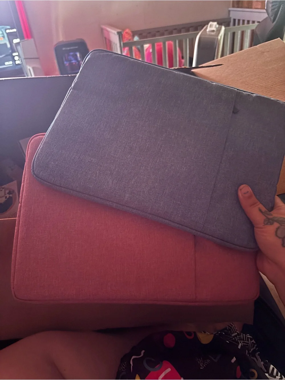 Padded Blue Tablet Sleeve with Front Pocket - Protective Carry Case